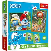 Trefl Puzzle 2en1+ mémos Jeux amusants Schtroumpfs 93656