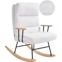 Beliani Fauteuil À Bascule Eskelin Bouclé Blanc Cassé