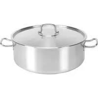 HorecaTraders Marmite basse en acier inoxydable | Ø45cm | 27L | gaz, induction, céramique
