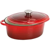 HorecaTraders Poêle en fonte | 27x21cm | 4L | Rouge | gaz, induction, vitrocéramique, four