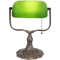 Clayre & Eef Lampe de bureau Lampe de banquier 27x20x36 cm Vert Marron Métal