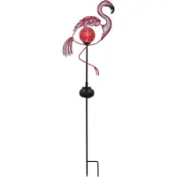 Star Trading Fiche de jardin solaire LED Flamingo - LED rouge dans une boule de verre - H : 80cm - détecteur de crépuscule - rose