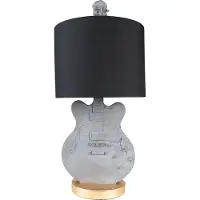 Clayre & Eef Lampe de table Guitare Ø 30x68 cm Gris Plastique