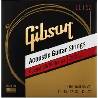 Gibson 80/20 Bronze Coated Cordes pour Guitare Acoustique Ultra-Light 11-52