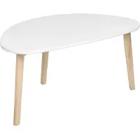 Beliani Table basse blanche Plateau en MDF Pieds en bois de pin Forme irrégulière Petit salon de style scandinave