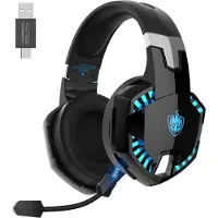 Phoinikas Casque gaming G2000 - Bluetooth - avec microphone - Noir/bleu