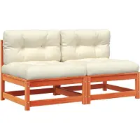 vidaXL Canapés de jardin sans accoudoirs avec coussins 2 pcs. Bois brun cireux