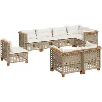 vidaXL Ensemble de jardin canapé 8 pièces avec coussins Beige Poly Rattan