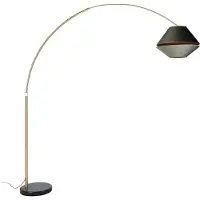 QAZQA Lampadaire arc en laiton avec abat-jour double velours noir et vert - XXL
