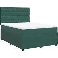 vidaXL Lit boxspring avec matelas vert foncé 160x200 cm velours