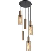 Highlight Suspension 5 lumières Perugia noir avec bronze cuivré