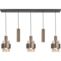 Highlight Suspension 5 lumières Marrone noir avec bronze cuivré
