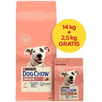 Purina Dog Chow Croquettes pour chiens adultes sensibles au saumon 14 + 2,5 kg