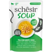 Schesir Cat Soupe poulet avec carottes et potiron pour chat (sachets)