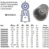 Tecnoseal Anode à onde racinaire 0.39kg argent 35 mm argent 35 mm