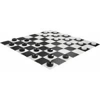 Ubergames Jeu de dames de jardin, 8x8, pour l'extérieur et l'intérieur - PVC - 10 cm de pierres - Avec fond en plastique 140x140 cm