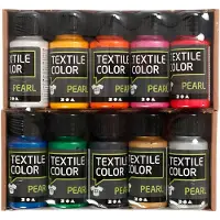 Creativ Company Peinture pour textiles de différentes couleurs, 10x50ml.