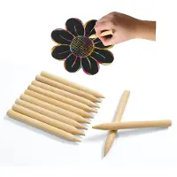 Colorations - Stylo à gratter en bois, lot de 48