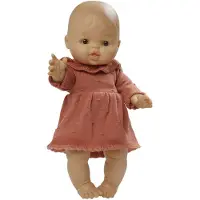 Heless Robe de poupée en tricot 100 % coton bio, pêche, taille 28-35 cm
