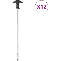 vidaXL Piquets de tente 12 pcs 30 cm Ø7 mm acier galvanisé