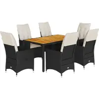 vidaXL Ensemble de jardin 7 pièces avec coussins Noir Poly Rattan