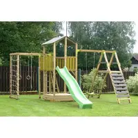 Wendi Toys Oasis de jeu et d'escalade "Dino" avec portique, toboggan, balançoire et bac à sable inclus