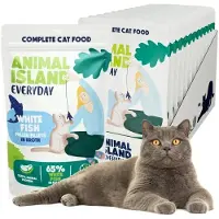 Animal Island Filets De Poisson Blanc Au Bouillon Pour Chat Adulte Nourriture Humide 12x85 G