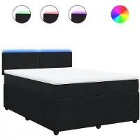 vidaXL Lit boxspring avec matelas noir 160x200 cm velours