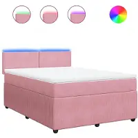 vidaXL Lit boxspring avec matelas rose 140x200 cm velours