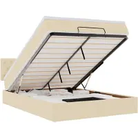 vidaXL Lit ottoman avec matelas Crème 140x200 cm Tissu