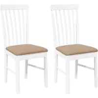 vidaXL Chaises de salle à manger avec coussins 2 pcs. Blanc Bois massif Hévéa