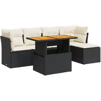 vidaXL Ensemble de salon de jardin 6 pièces avec coussins noir poly rotin
