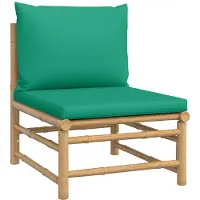 vidaXL Canapé de jardin central avec coussins verts en bambou