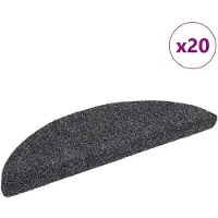 vidaXL Tapis d'escalier autocollants 20 pièces 56 x 17 x 3 cm Gris foncé Demi-rond
