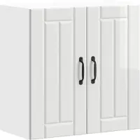 vidaXL Armoire de cuisine suspendue Lucca Blanc brillant Matériau dérivé du bois