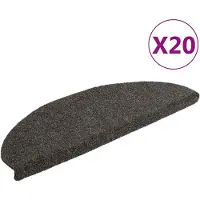 vidaXL Tapis d'escalier autocollants 20 pièces 65 x 21 x 4 cm Anthracite Demi-rond Grand