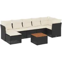 vidaXL Ensemble de jardin canapé 8 pièces avec coussins noir poly rotin