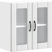 vidaXL Armoire de cuisine suspendue avec porte vitrée Lucca Blanc Matériau dérivé du bois