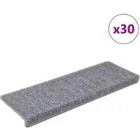 vidaXL Tapis d'escalier 30 pièces 65 x 21 x 4 cm Gris clair Bord rectangulaire