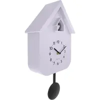 Nextime Horloge murale moderne à pendule, vert olive/lavande, en plastique, 21,5 x 41,5 cm