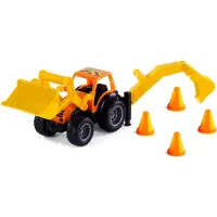 Cavallino Toys Jouet Tracteur-pelleteuse avec pneus en caoutchouc et accessoires, 38,5cm