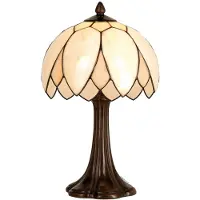 Clayre & Eef Lampe de table Tiffany Ø 25x42 cm Beige Marron Verre