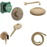 Hansgrohe ShowerSelect set de douche encastré - 28cm - thermostatique - brushed bronze SW918119/SW918113/SW481756//SW773885/SW528