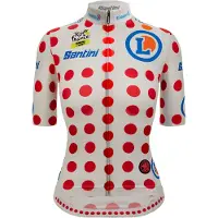 Santini Tour De France Avec Zwift Polka Dot 2025 Short Sleeve Jersey Blanc L Femme