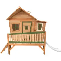 Axi Emma Maison Enfant Avec Toboggan Blanc | Aire De Jeux Pour L'Extérieur En Marron & Vert | Maisonnette / Cabane De Jeu En Bois