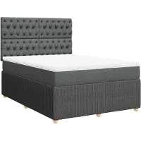 vidaXL Lit boxspring avec matelas gris foncé 140x190 cm Tissu