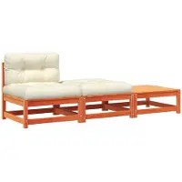 vidaXL Canapé de jardin sans accoudoirs avec coussins et tabourets