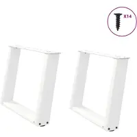 vidaXL Pieds de table basse en U 2 pcs. Blanc 70x(42-43) cm Acier