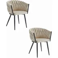Leobert Chaise - - Orion - Velours Beige/Pieds Noirs - 61 X 55 X 79 Cm - Lot De 2