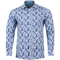 Lureaux Azure Bird Garden Overhemd - - Chemise colorée - Pour hommes - Imprimé unique